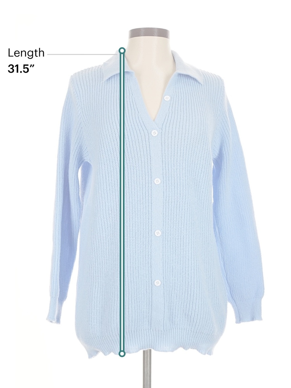 Powder Blue Collared Sweater - Picture 3 of 5